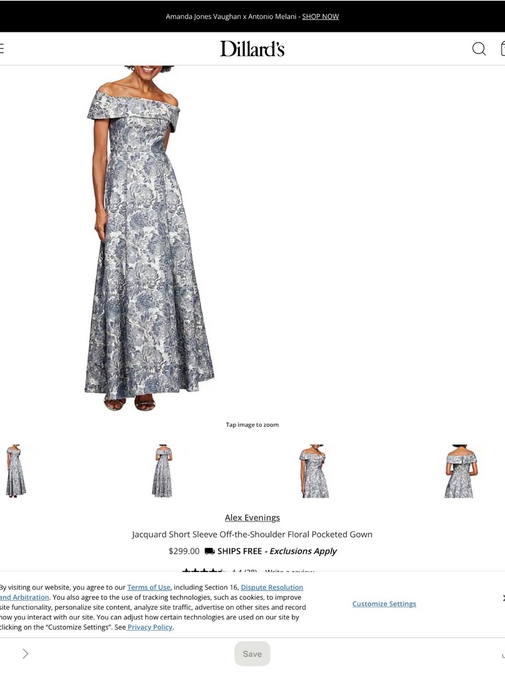 Alex Evenings Silver One-Shoulder Floral Jacquard Gown